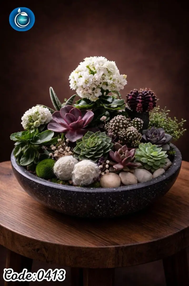 Seasonal Succulent & Kalanchoe Bowl (0413)