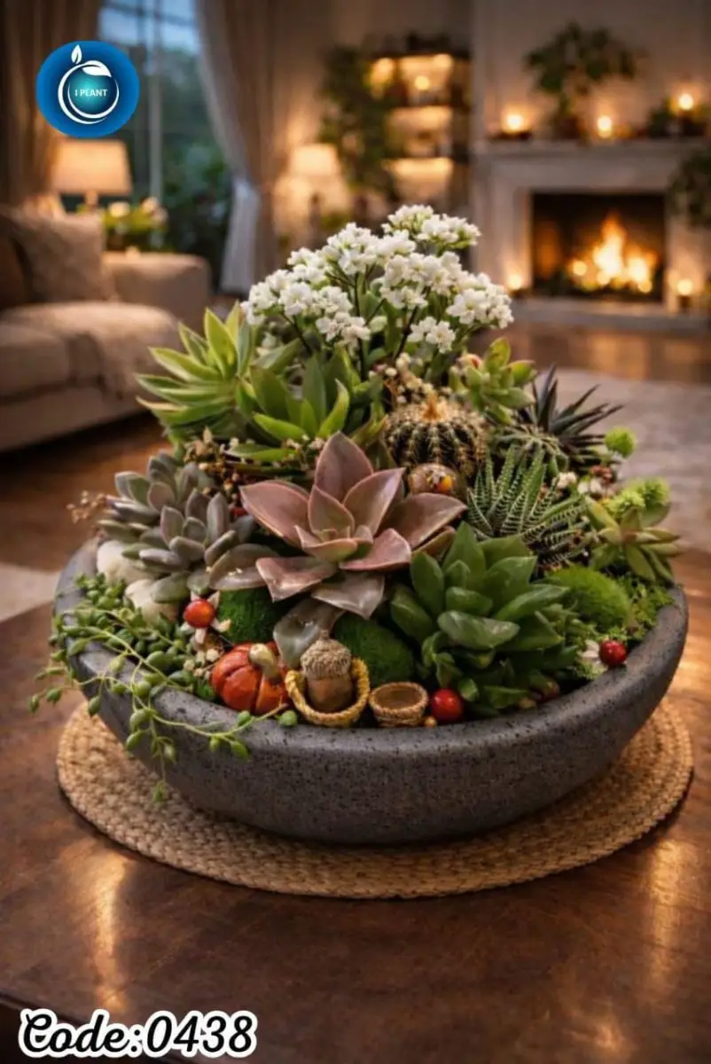 Seasonal Succulent & Kalanchoe Bowl (0438)