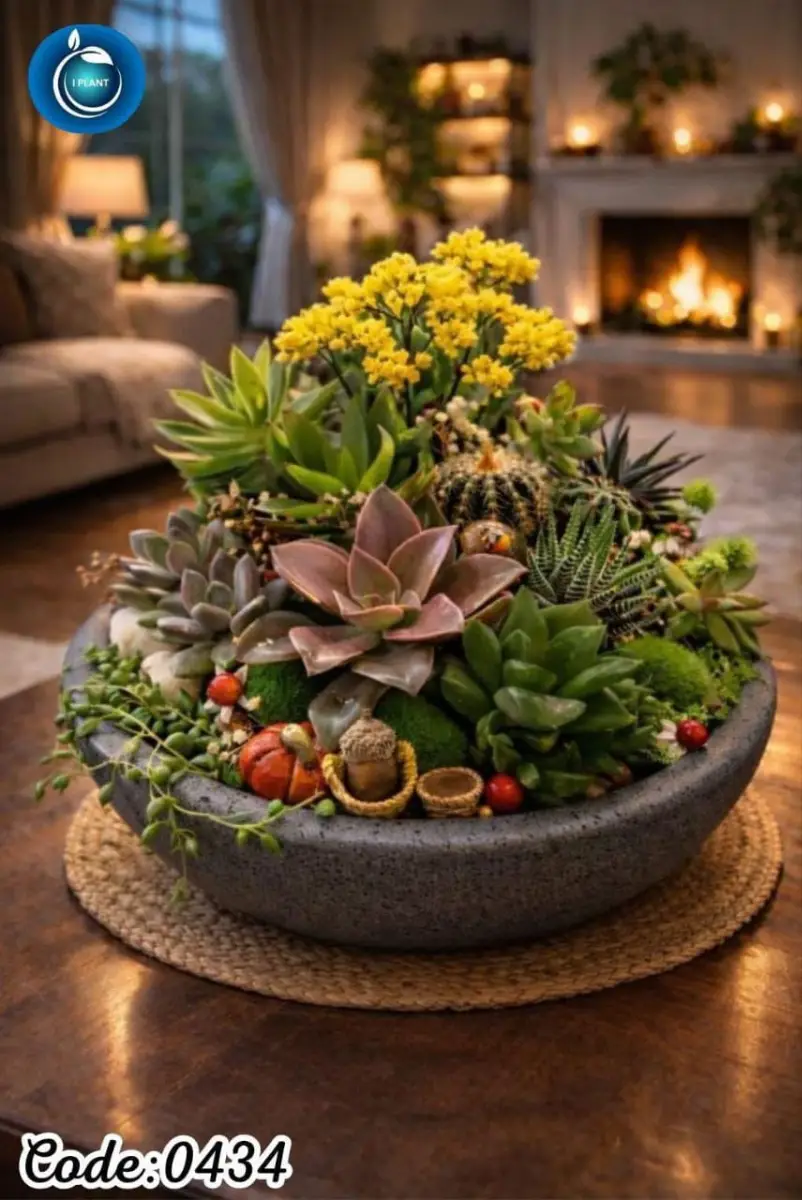 Seasonal Succulent & Kalanchoe Bowl (0434)